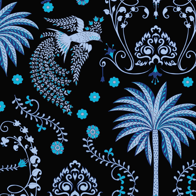 Long Sleeve French Blue Regal Palm Raglan 1/4 Zip Sun Shirt - [Kastel]