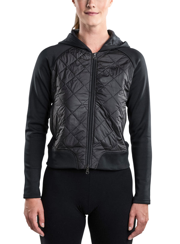 Quilted Front Black Hooded Bomber Jacket - [Kastel]