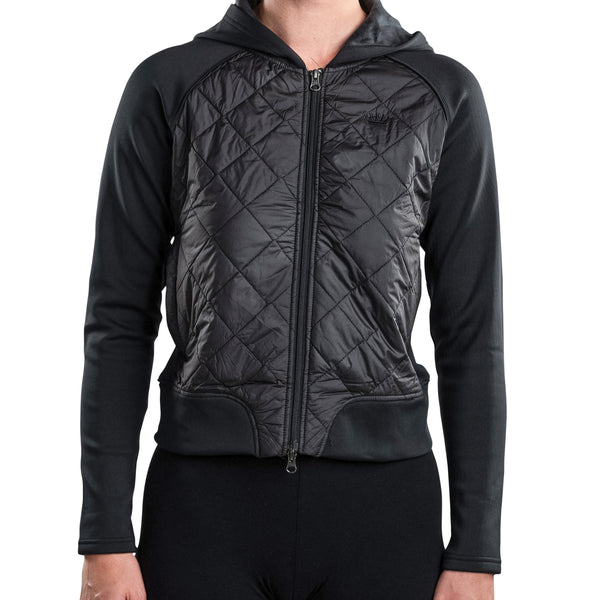 Dynamic Fleece Quilted Hybrid Zip Hooded Jacket for Women