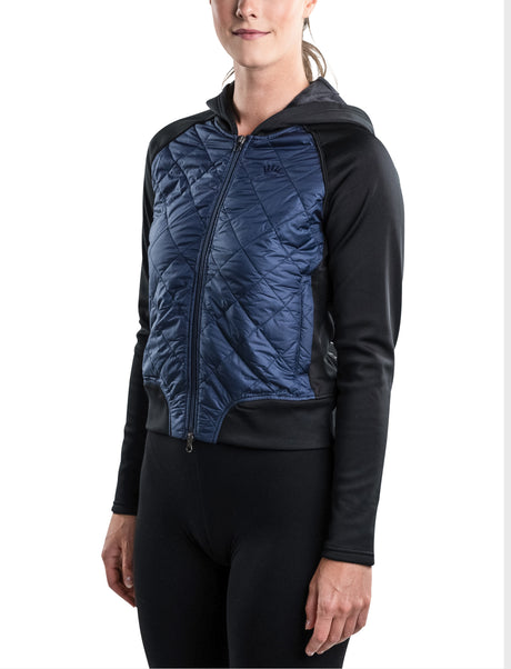 Quilted Front Navy Hooded Bomber Jacket - [Kastel]