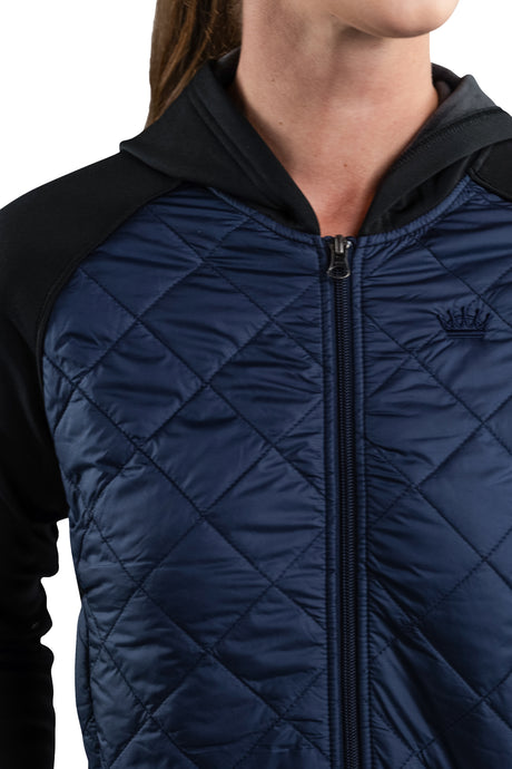 Quilted Front Navy Hooded Bomber Jacket - [Kastel]