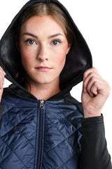 Quilted Front Navy Hooded Bomber Jacket - [Kastel]