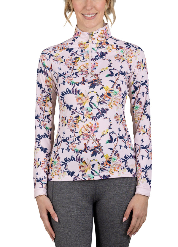 Long Sleeve Paintbrush Floral 1/4 Zip