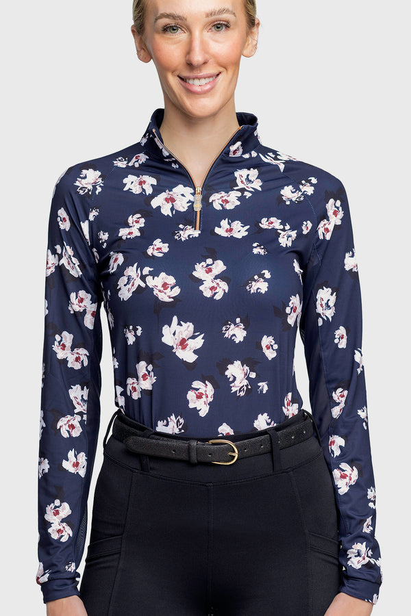 Navy Floral Long Sleeve Sun Shirt - [Kastel]