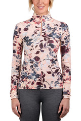 Long Sleeve Pearl Blush Watercolor Floral With Rose Gold 1/4 Zip