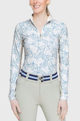 Long Sleeve Chambray Blue Poppies - [Kastel]