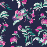 Long Sleeve Navy Garden Blooms  1/4 Zip - [Kastel]