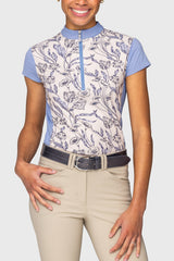Periwinkle French Tulip Color Block Cap Sleeve 1/4 Zip Sun Shirt Kastel Denmark US