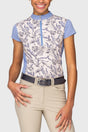 Periwinkle French Tulip Color Block Cap Sleeve 1/4 Zip Sun Shirt Kastel Denmark US