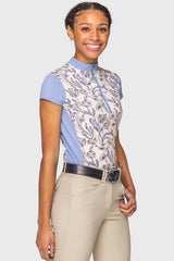 Periwinkle French Tulip Color Block Cap Sleeve 1/4 Zip Sun Shirt Kastel Denmark US