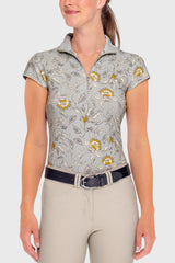 Dove Vintage Jacobean Cap Sleeve 1/4 Zip Sun Shirt - [Kastel]