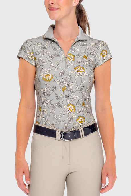 Dove Vintage Jacobean Cap Sleeve 1/4 Zip Sun Shirt - [Kastel]