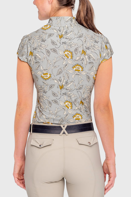 Dove Vintage Jacobean Cap Sleeve 1/4 Zip Sun Shirt - [Kastel]
