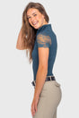 Sailor Blue Galloon Lace 1/4 Zip Cap Sleeve Shirt - [Kastel]