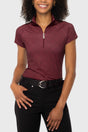 Oxblood Herringbone 1/4 Zip Cap Sleeve Top Kastel Denmark US
