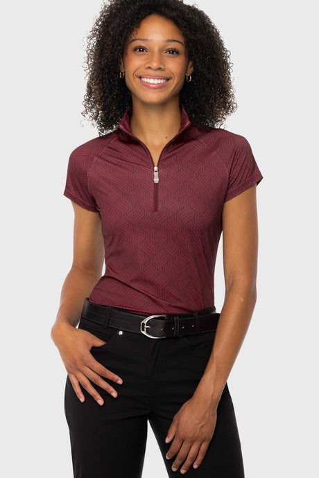 Oxblood Herringbone 1/4 Zip Cap Sleeve Sun Shirt Kastel Denmark US