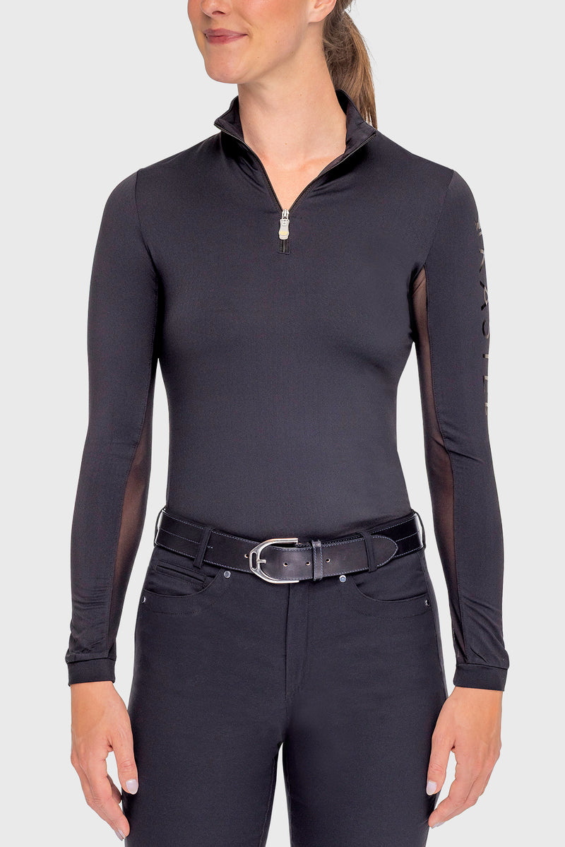 Black "Kastel" Logo'd Long Sleeve 1/4 Zip - [Kastel]