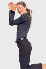 Black "Kastel" Logo'd Long Sleeve 1/4 Zip - [Kastel]