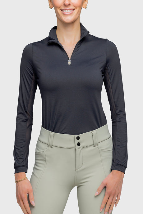 Black with Black Trim Long Sleeve Sun Shirt - [Kastel]