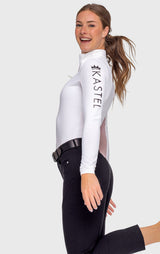 White "Kastel" Logo'd Long Sleeve 1/4 Zip - [Kastel]