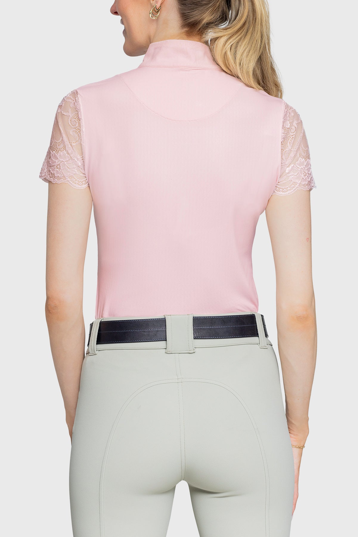 Galloon Lace Ballerina Pink Short Sleeve 1/4 Zip Sun Shirt - [Kastel]