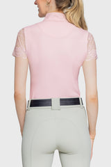 Galloon Lace Ballerina Pink Short Sleeve 1/4 Zip Sun Shirt - [Kastel]