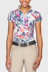 Amethyst Watercolor Floral 1/4 Zip Cap Sleeve Kastel Denmark