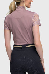 Galloon Lace Dusty Mauve Short Sleeve Sun Shirt - [Kastel]