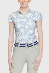 Cap Sleeve Chambray Blue Poppies - [Kastel]