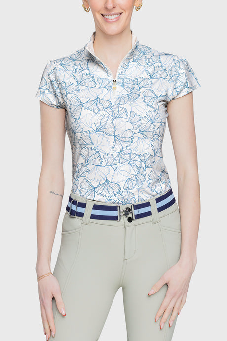 Cap Sleeve Chambray Blue Poppies - [Kastel]