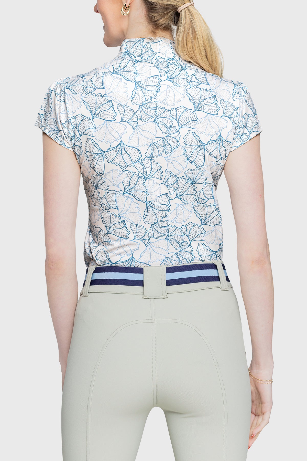 Cap Sleeve Chambray Blue Poppies - [Kastel]