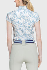 Cap Sleeve Chambray Blue Poppies - [Kastel]