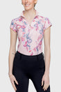 Pink Tea Garden 1/4 Zip Cap Sleeve Shirt - [Kastel]