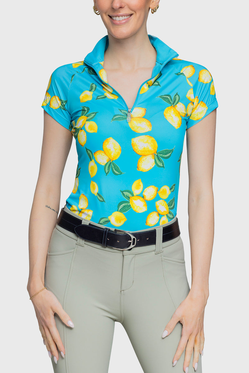 Cap Sleeve Azure Lemons 1/4 Zip - [Kastel]