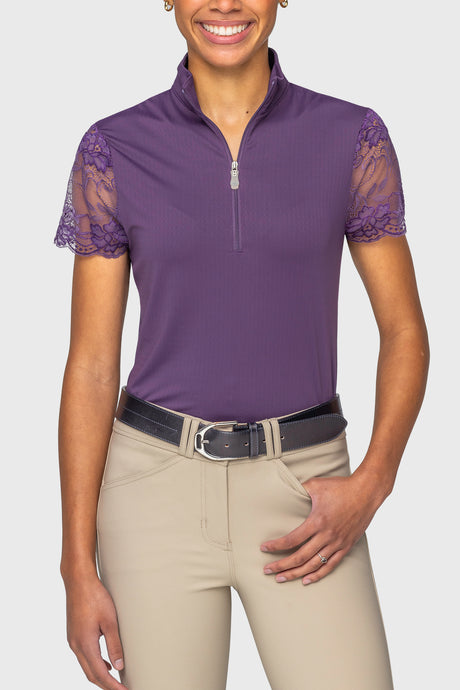 Violet Galloon Lace Cap Sleeve 1/4 Zip Sun Shirt Kastel Denmark US