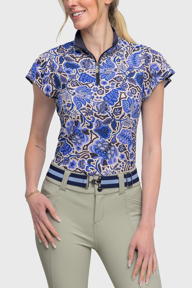 Navy Foliage Short Sleeve Sun Shirt - [Kastel]