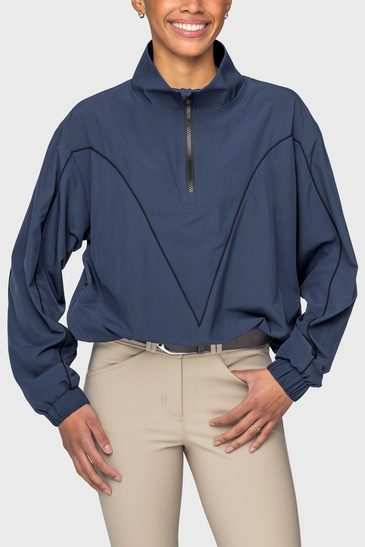 Navy W/Black Piping Anorak Jacket Kastel Denmark