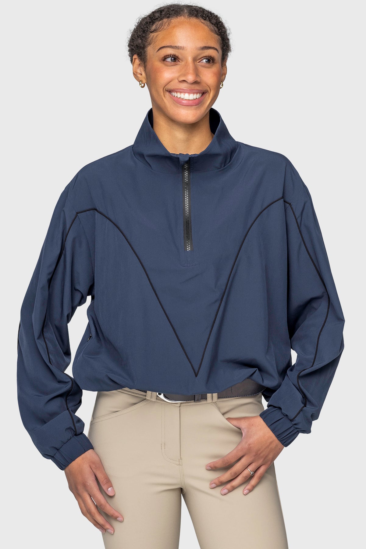 Navy W/Black Piping Anorak Jacket Kastel Denmark