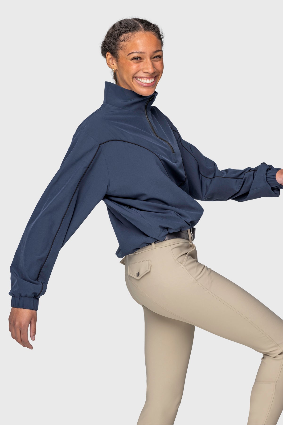 Navy W/Black Piping Anorak Jacket Kastel Denmark