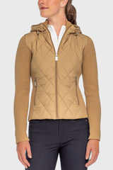 Camel Quilted Front Hooded Knit Jacket - [Kastel]
