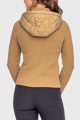 Camel Quilted Front Hooded Knit Jacket - [Kastel]
