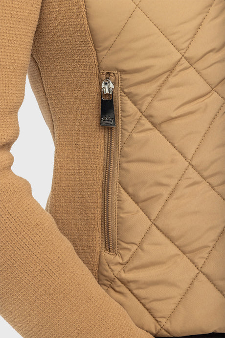 Camel Quilted Front Hooded Knit Jacket - [Kastel]