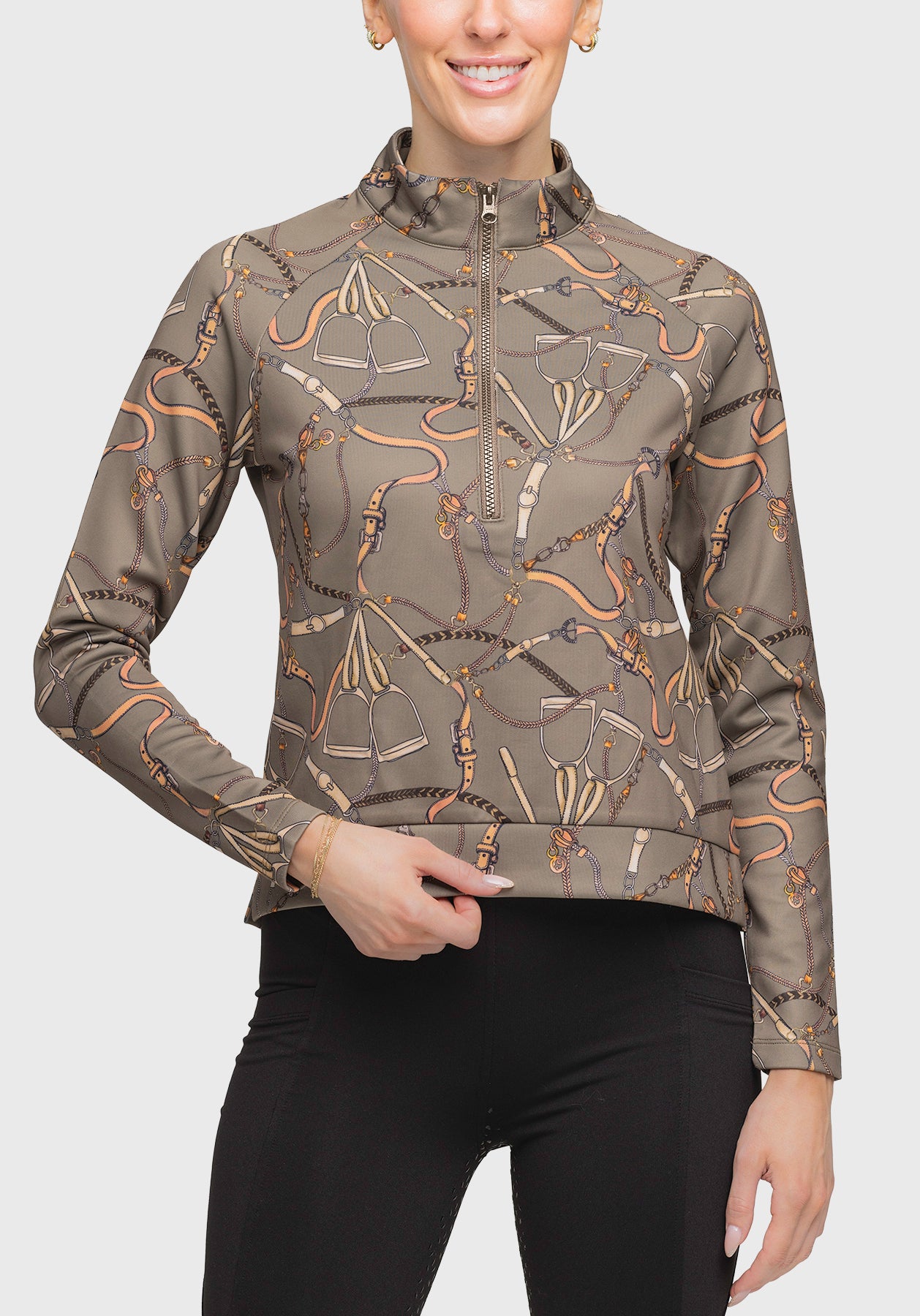 Scuba Â½ Zip Taupe Belt Pullover - [Kastel]
