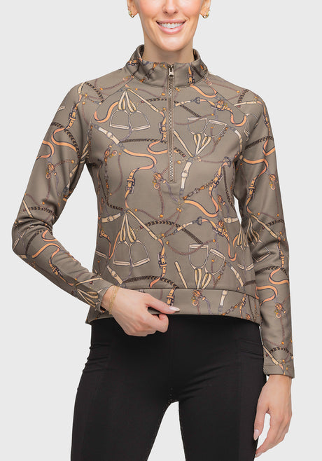 Scuba Â½ Zip Taupe Belt Pullover - [Kastel]