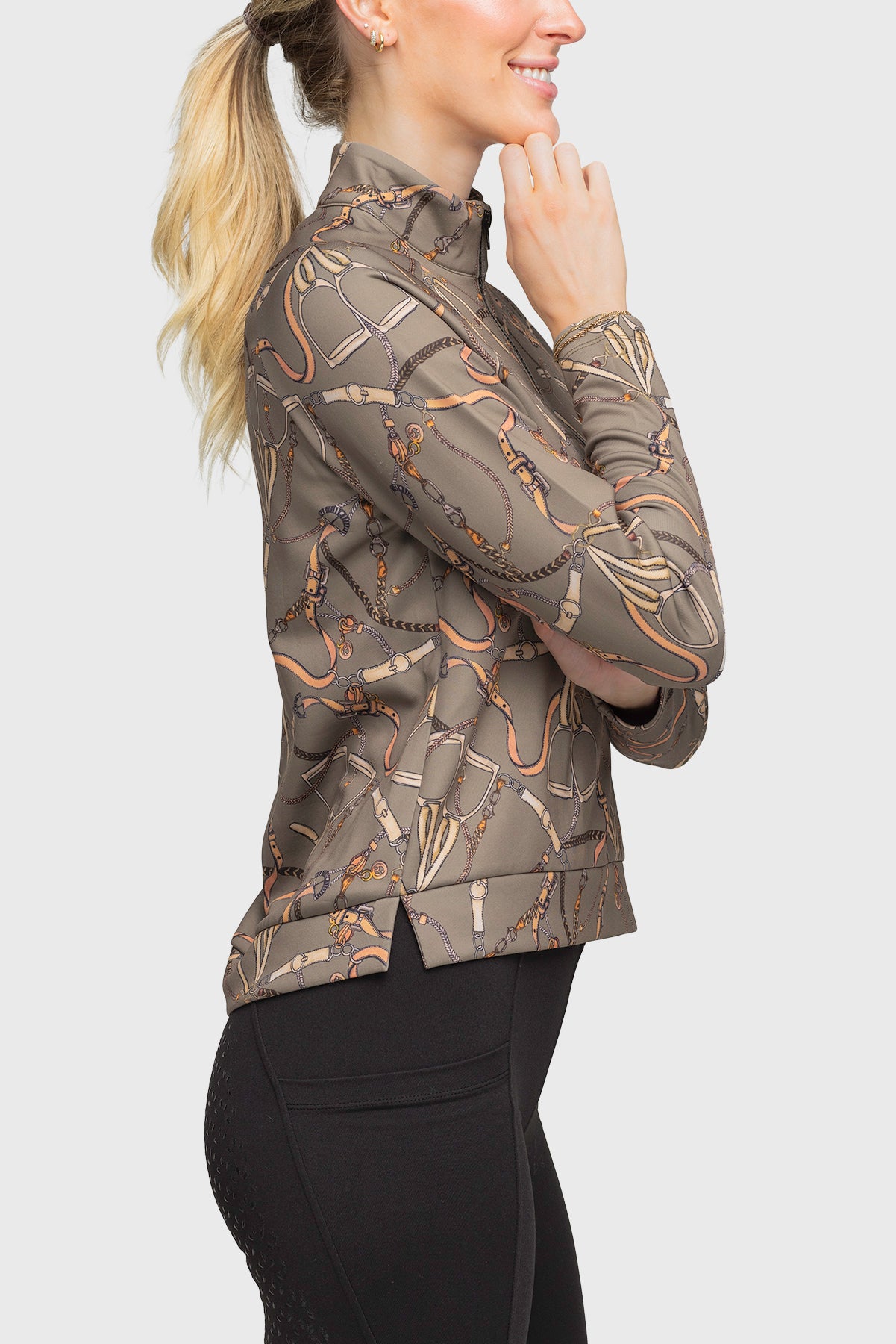 Scuba Â½ Zip Taupe Belt Pullover - [Kastel]
