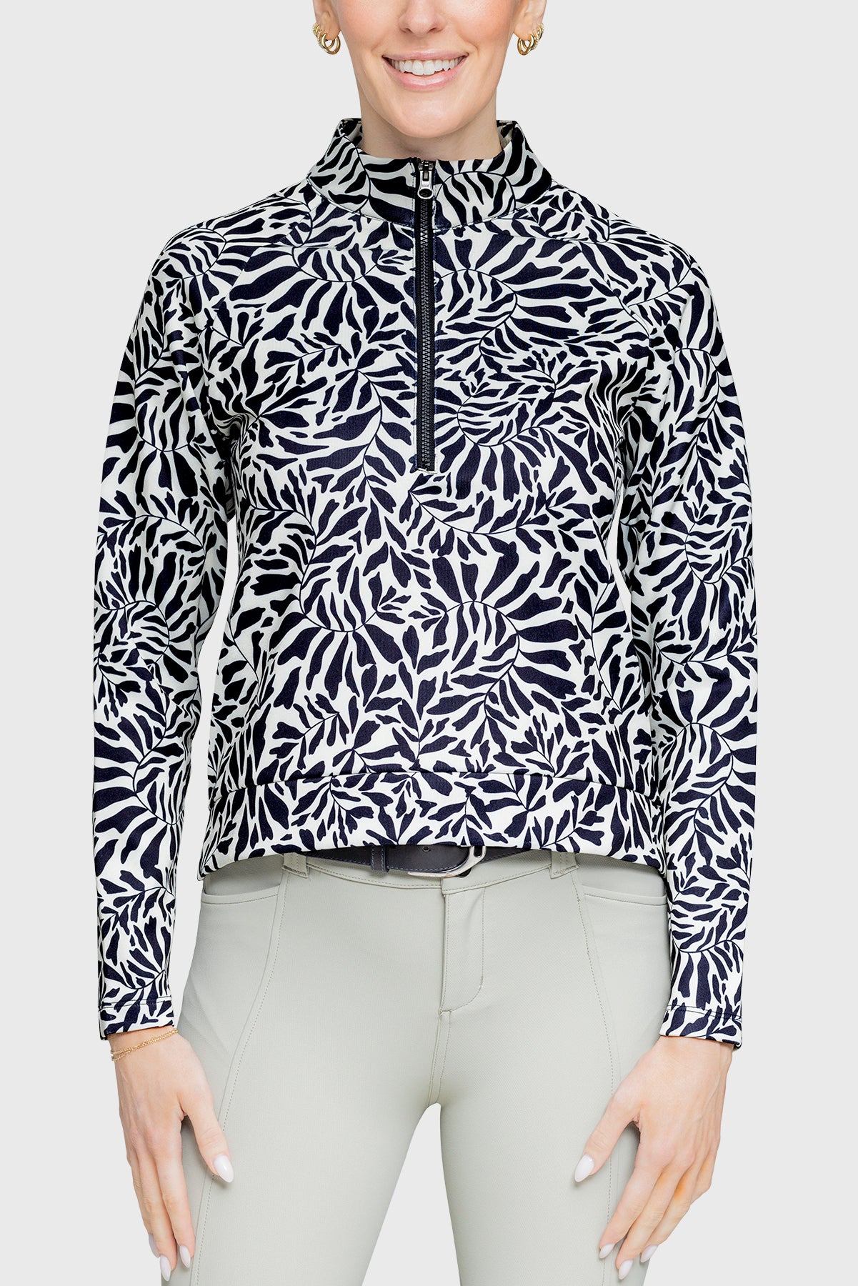 Black & White Climbing Vine ½ Zip Scuba Pullover – Kastel Denmark US