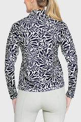 Black & White Climbing Vine ½ Zip Scuba Pullover - [Kastel]