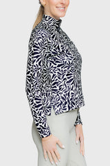 Black & White Climbing Vine ½ Zip Scuba Pullover - [Kastel]
