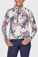 Amethyst Watercolor Floral Scuba 1/2 Zip Pullover Kastel Denmark