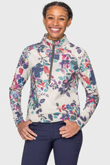 Amethyst Watercolor Floral Scuba 1/2 Zip Pullover Kastel Denmark